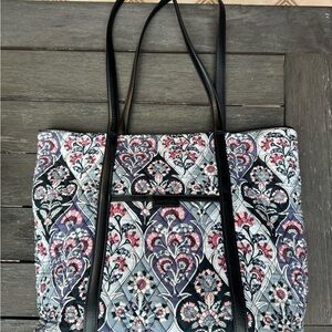 Vera Bradley Trimmed Vera Tote - Ornate Blooms pattern